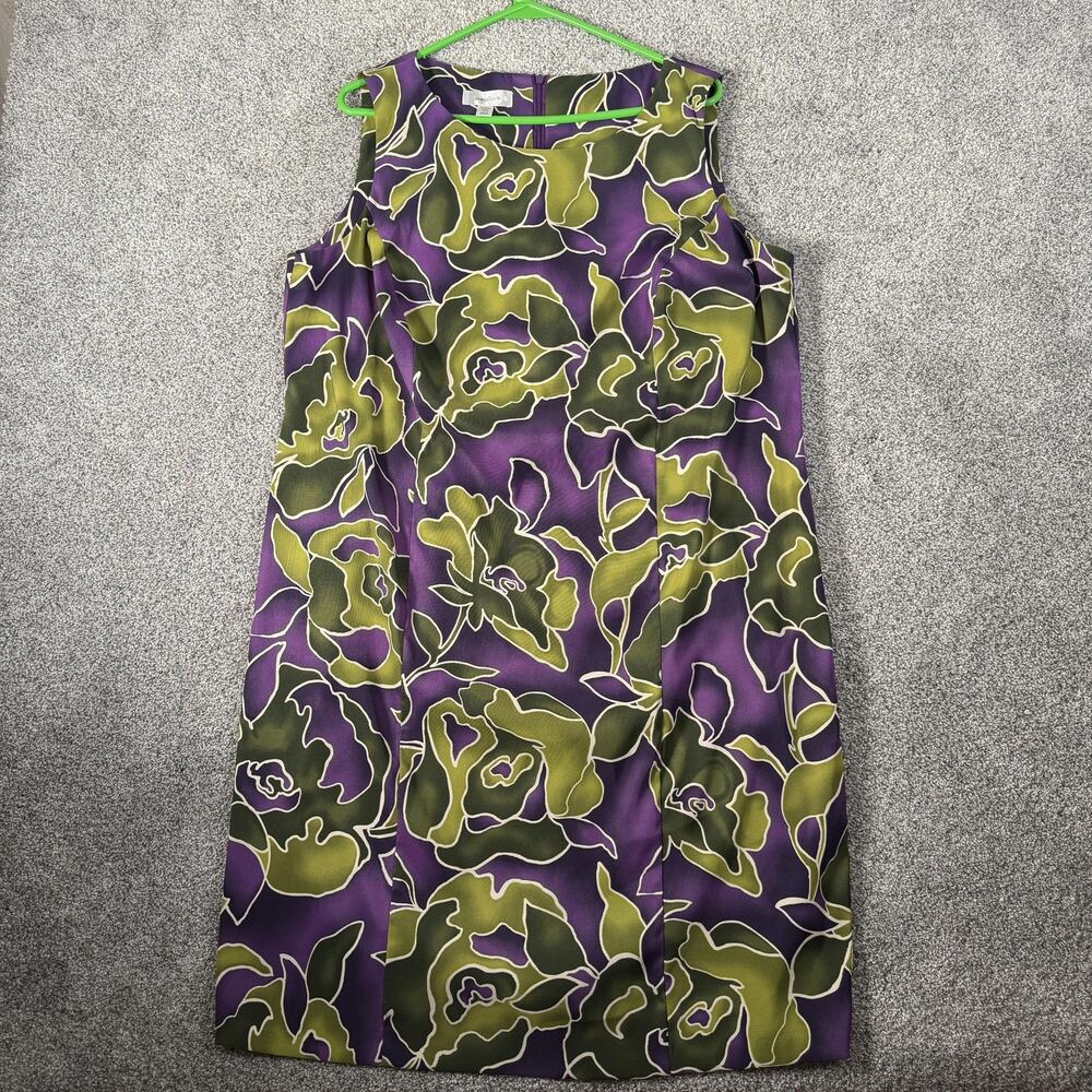 Dressbarn Dress 16W Plus Abstract Floral Classic Artsy Retro Feminine Mod Party